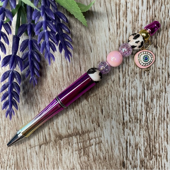 Writing Pen Evil Eye Flower Artisan Beaded Silicone m Custom Handcrafted Office - Picture 9 of 9